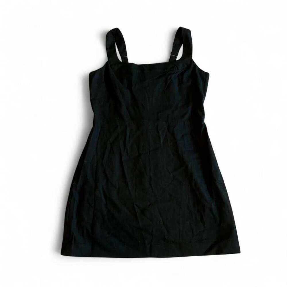 NWT Abercrombie & Fitch Linen Cotton Smocked Square Neck LBD Black Dress